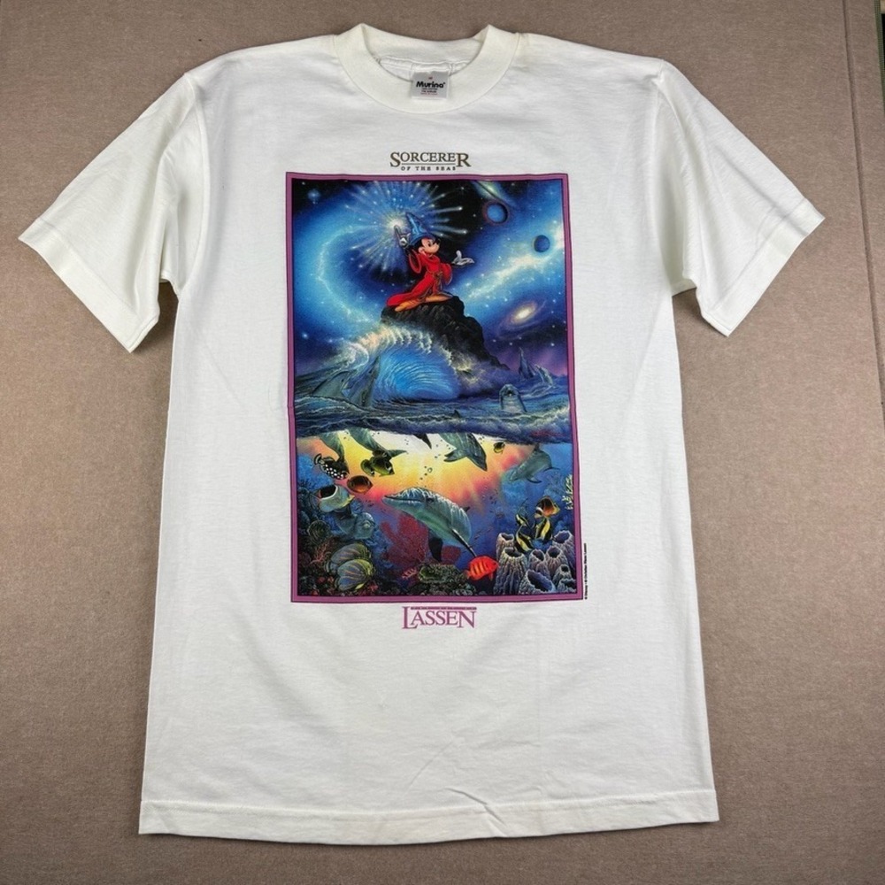 Vintage Murina Disney Mickey Mouse Shirt M Sorcerer Of The Seas Lassen USA Made